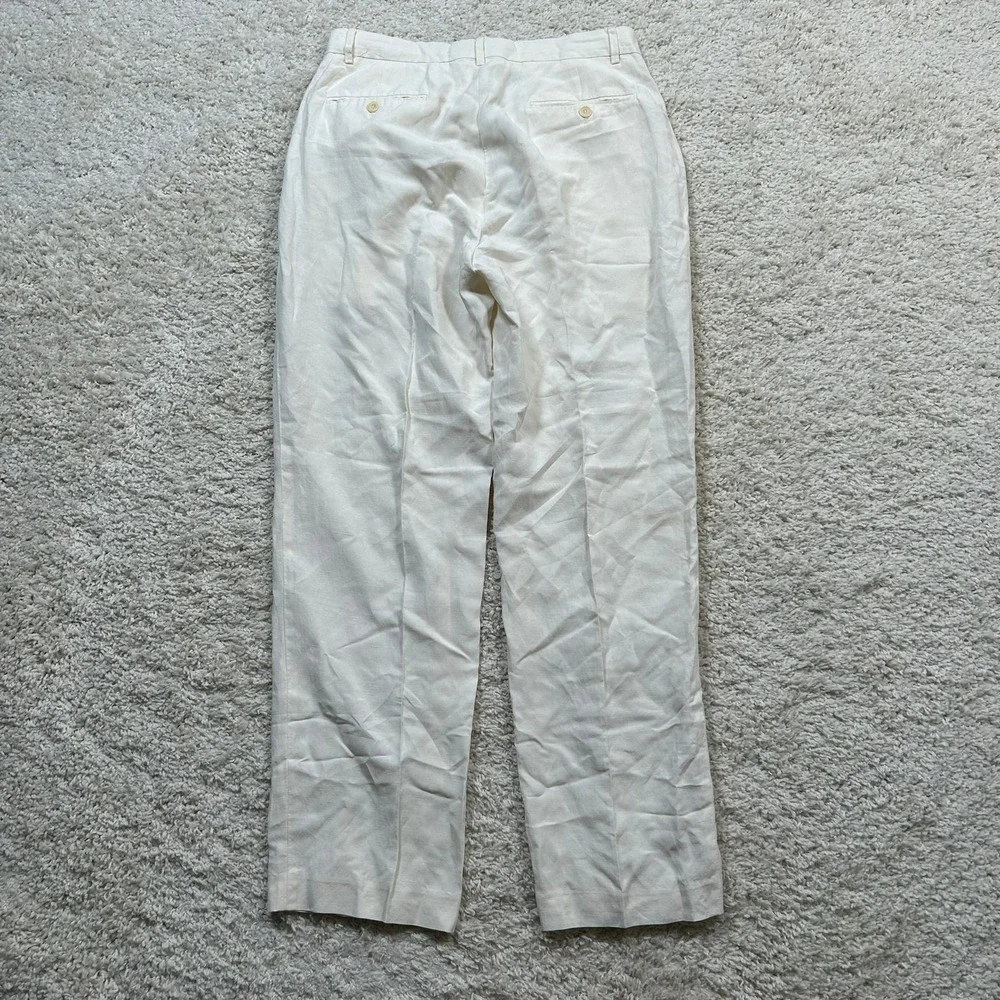 Polo Ralph Lauren Silk Linen Chino Pants 32X32 Cream Herringbone Flat Front